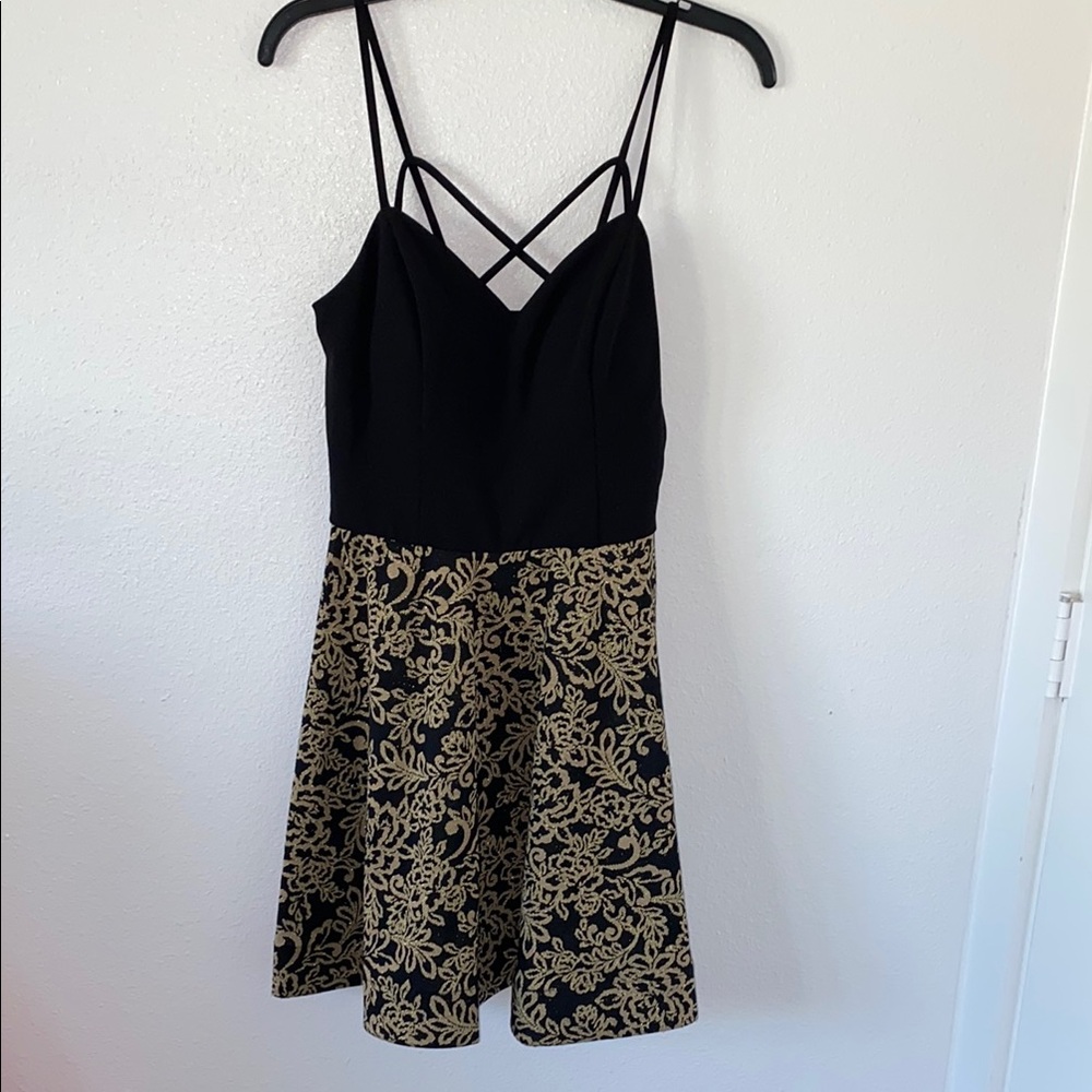 Elegant Black and Gold Floral Dress